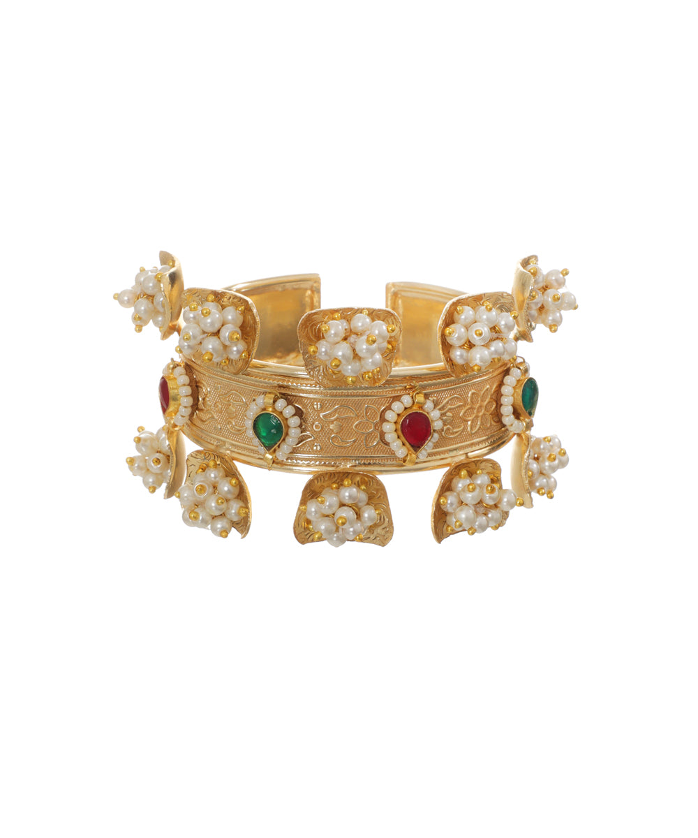 Oxidised Grand Engraved Embellished Cuff Bracelet | Stylika