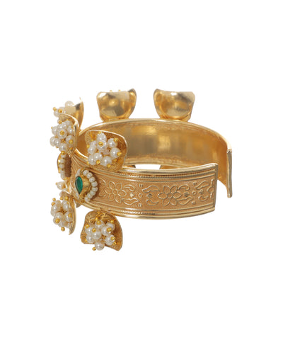 Oxidised Grand Engraved Embellished Cuff Bracelet | Stylika