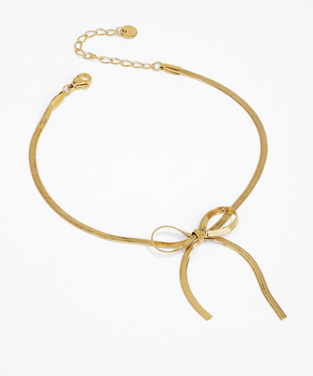 Chic Bow Design Snake Chain Anklet for Everyday Style | Stylika