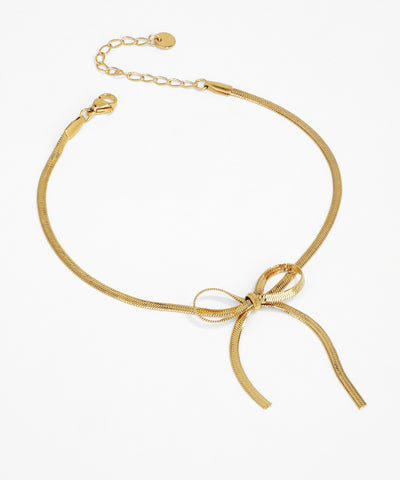 Chic Bow Design Snake Chain Anklet for Everyday Style | Stylika