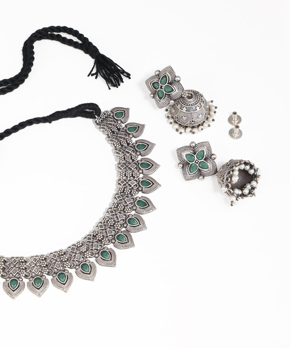 Ethnic Vibrant Oxidised Necklace with Multicolor Drops | Stylika