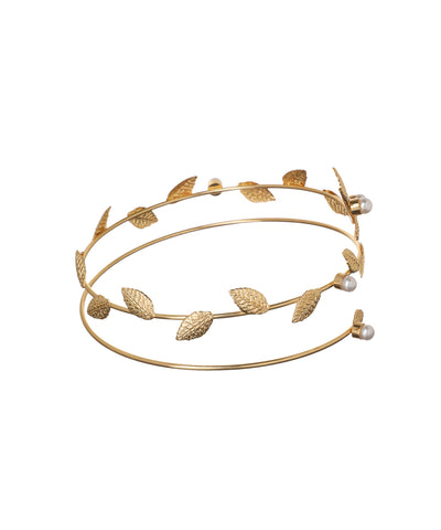Nature-Inspired Spiral Arm Cuff with Leaf Details | Stylika