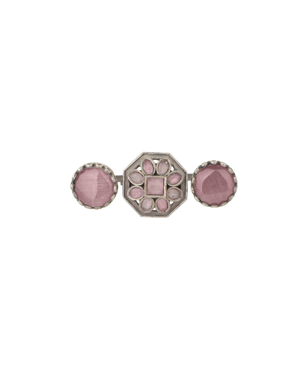 Double Finger Decorative Multi Stone Oxidised Ring | Stylika