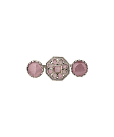 Double Finger Decorative Multi Stone Oxidised Ring | Stylika