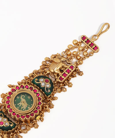Traditional Elephant Heritage Bracelet Watch (Green)| Stylika