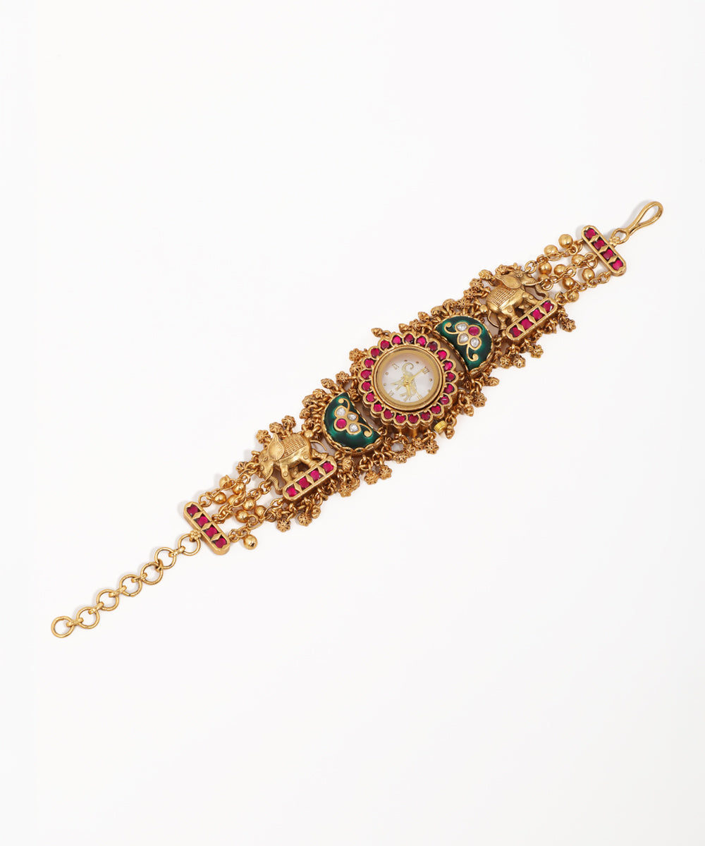 Traditional Elephant Heritage Bracelet Watch (Green)| Stylika