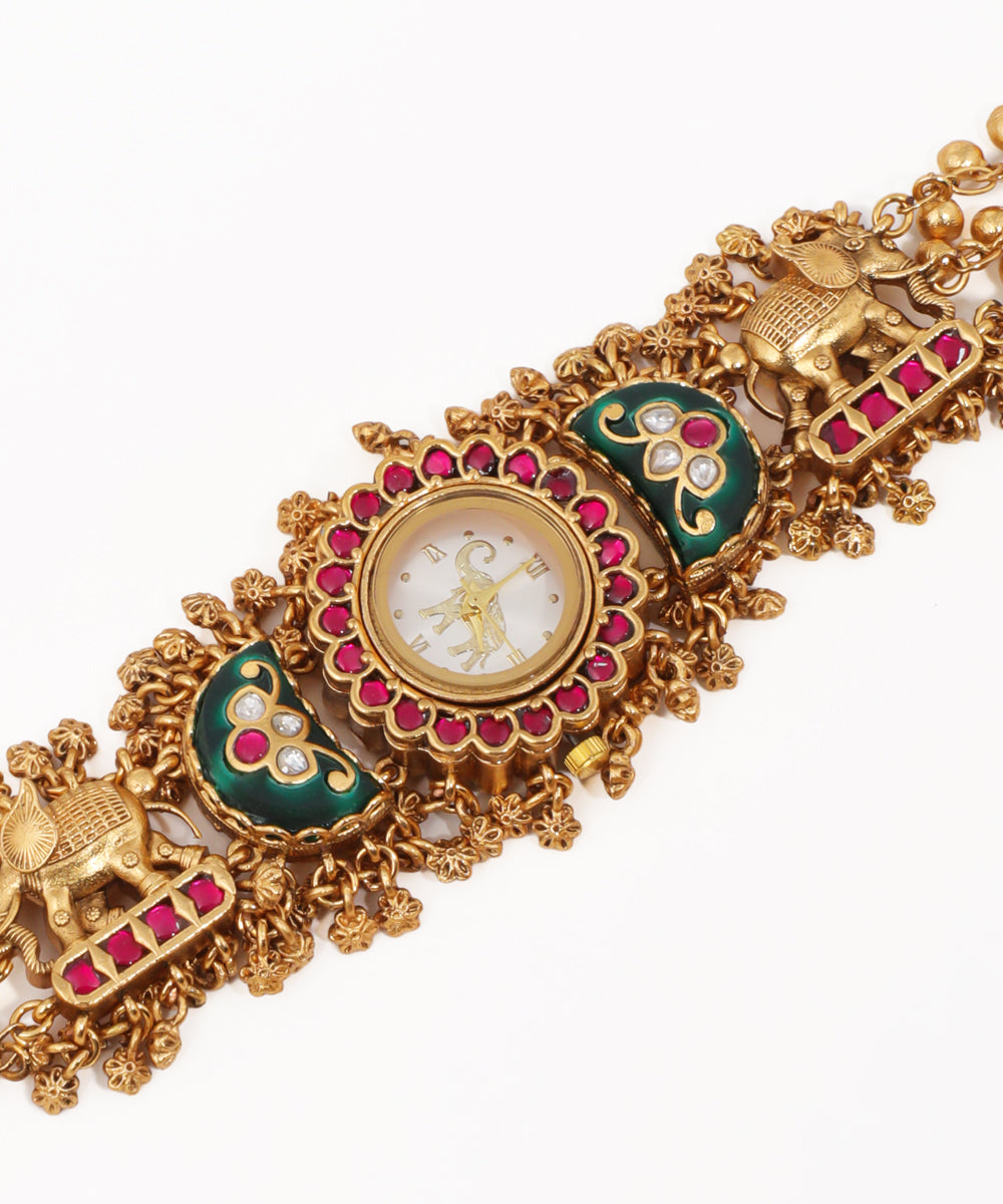 Traditional Elephant Heritage Bracelet Watch (Green)| Stylika