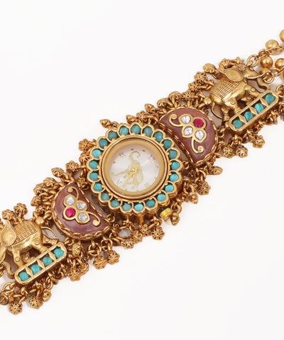 Traditional Elephant Heritage Bracelet Watch (Pink)| Stylika