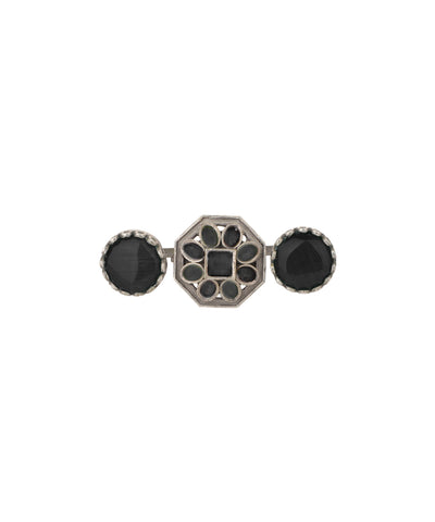 Double Finger Decorative Multi Stone Oxidised Ring | Stylika