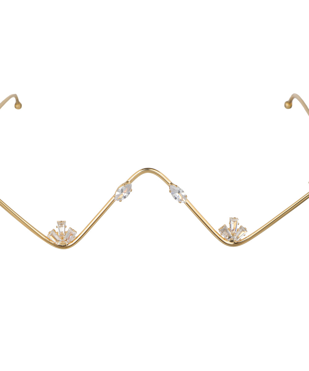 Distinctive Wavy Frame Starburst Embellished Facelet | Stylika