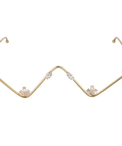 Distinctive Wavy Frame Starburst Embellished Facelet | Stylika