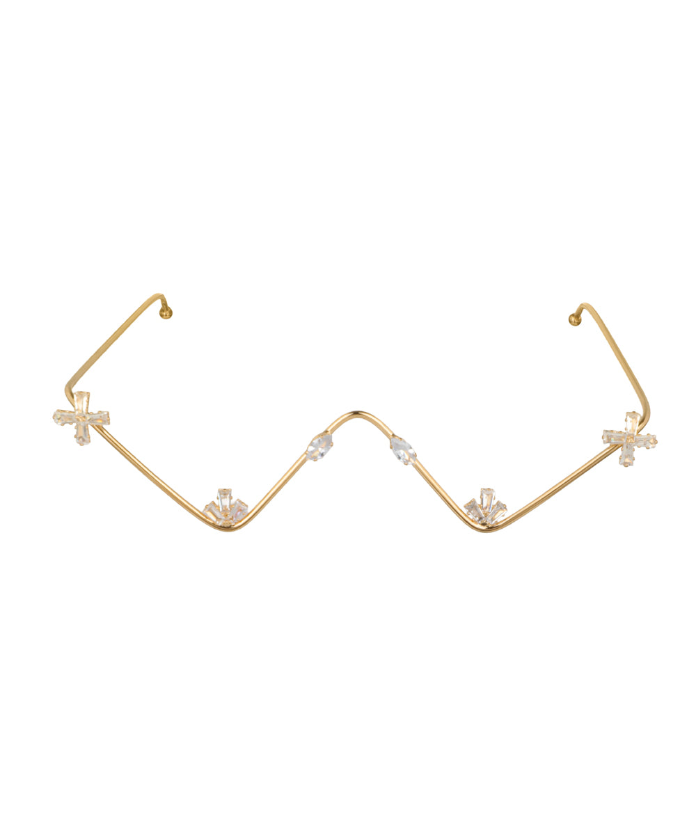 Distinctive Wavy Frame Starburst Embellished Facelet | Stylika