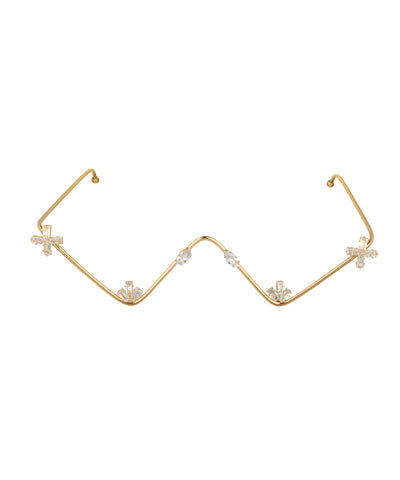 Distinctive Wavy Frame Starburst Embellished Facelet | Stylika