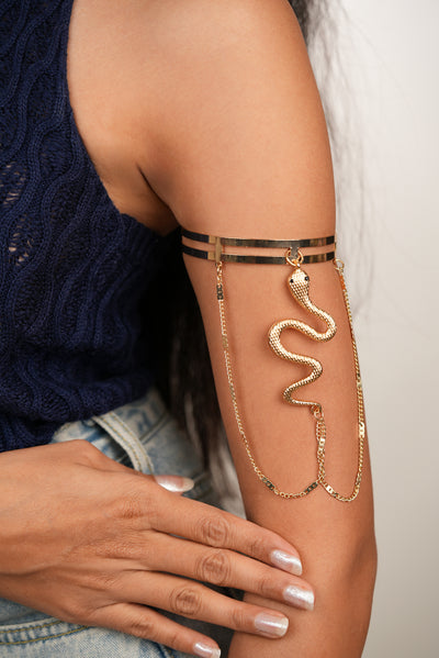 Chained Snake Design Arm Cuff | Stylika