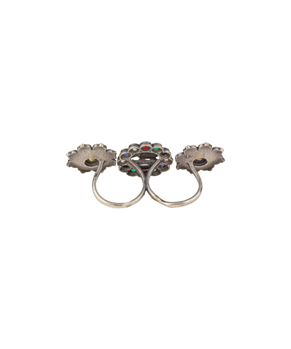 Twin Lotus Medallion Trio Ring | Stylika