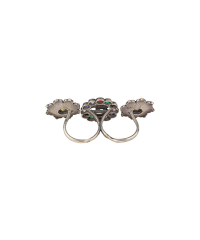 Twin Lotus Medallion Trio Ring | Stylika