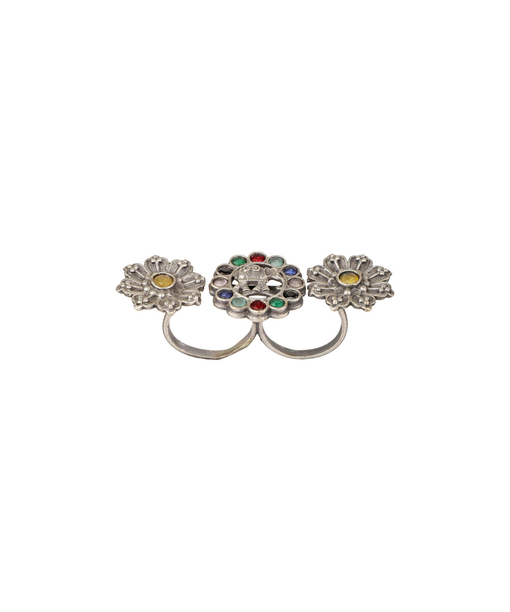 Twin Lotus Medallion Trio Ring | Stylika