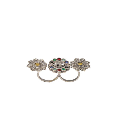 Twin Lotus Medallion Trio Ring | Stylika