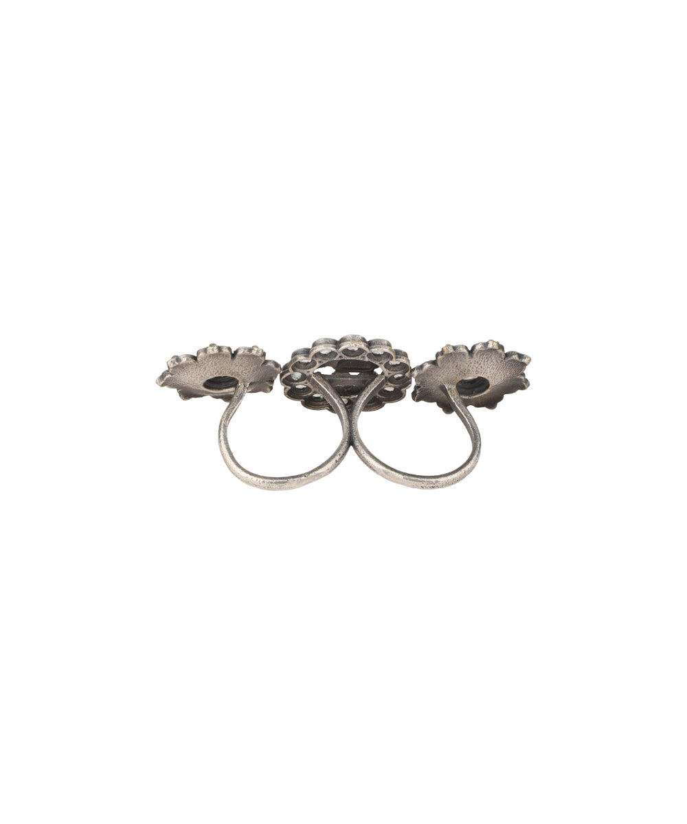 Twin Lotus Medallion Trio Ring | Stylika