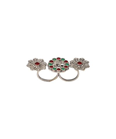 Twin Lotus Medallion Trio Ring | Stylika