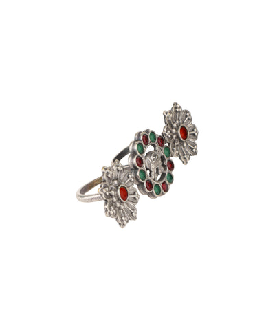 Twin Lotus Medallion Trio Ring | Stylika
