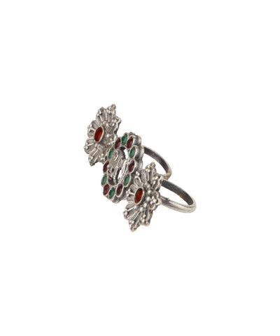 Twin Lotus Medallion Trio Ring | Stylika