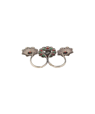 Twin Lotus Medallion Trio Ring | Stylika