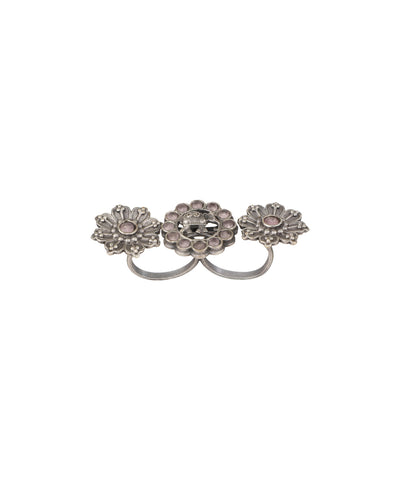Twin Lotus Medallion Trio Ring | Stylika
