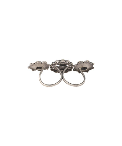 Twin Lotus Medallion Trio Ring | Stylika