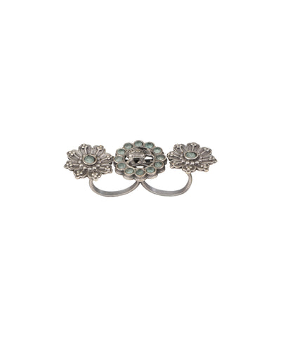 Twin Lotus Medallion Trio Ring | Stylika