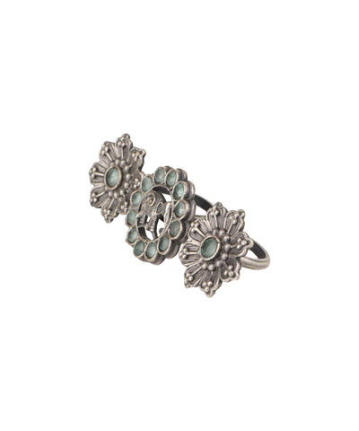 Twin Lotus Medallion Trio Ring | Stylika