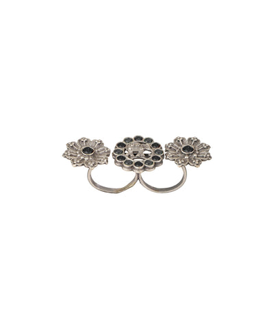 Twin Lotus Medallion Trio Ring | Stylika
