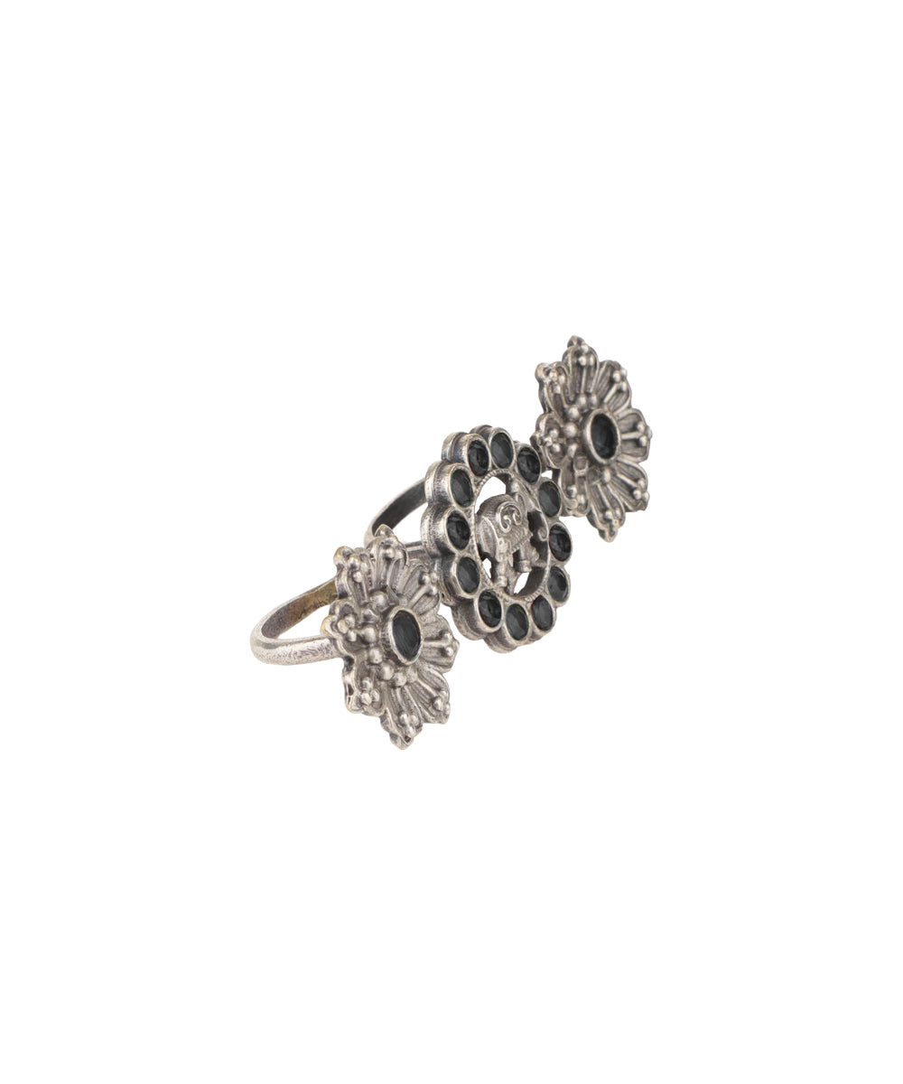 Twin Lotus Medallion Trio Ring | Stylika