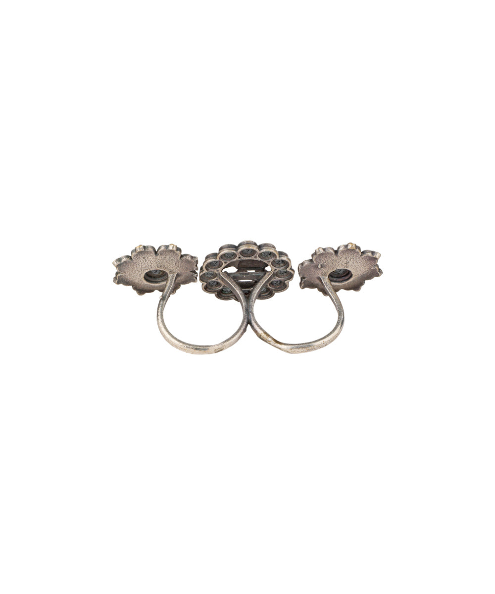 Twin Lotus Medallion Trio Ring | Stylika