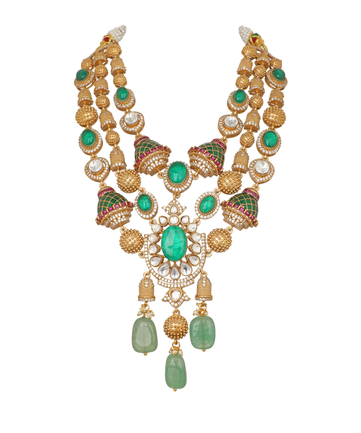 Jhumka Ratna Triple Mala Necklace | Stylika