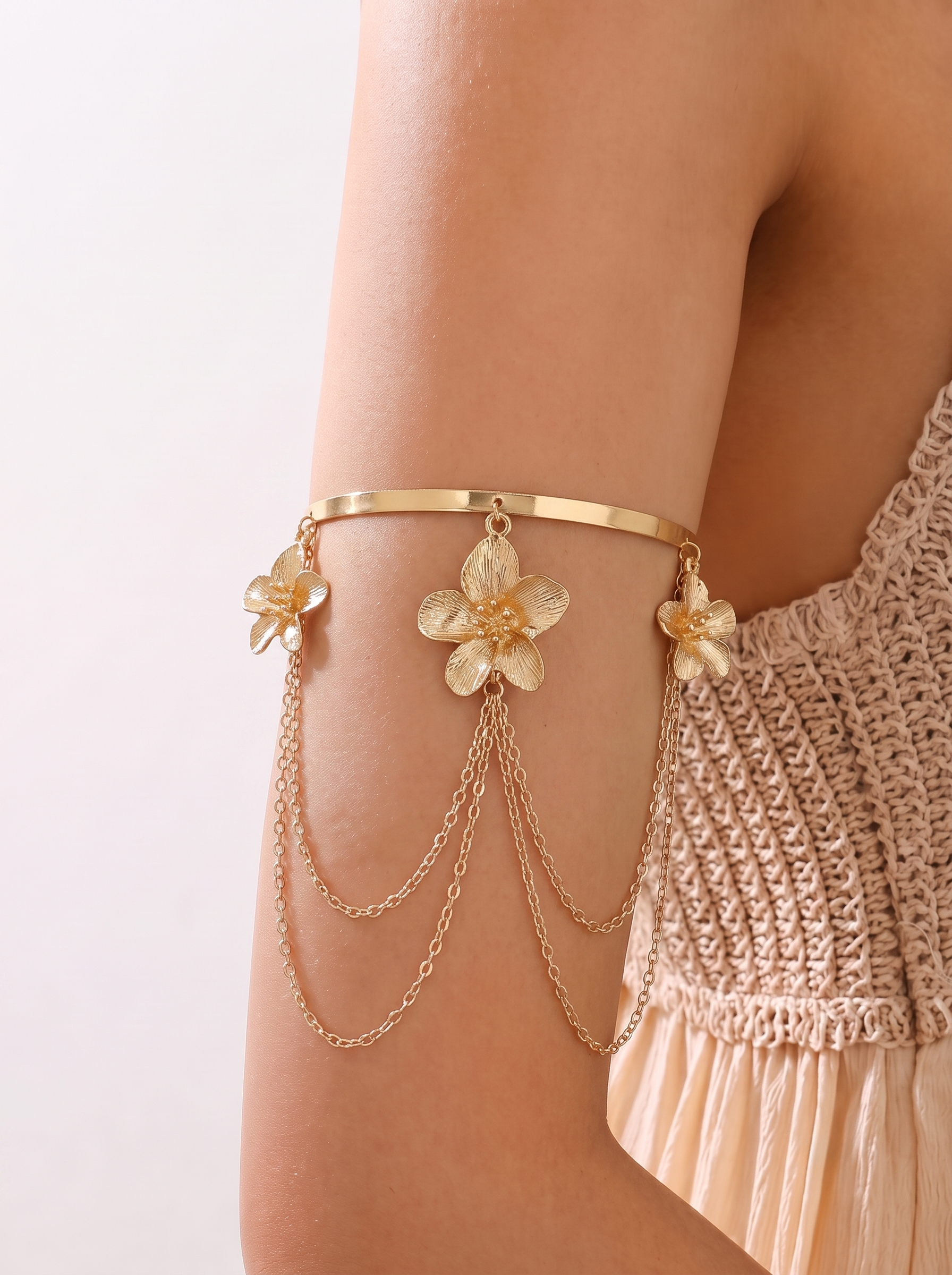 Pink Floral Cascade Arm Cuff | Stylika