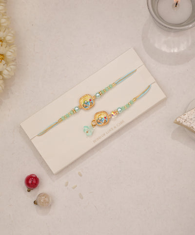 Pastel Enamel Beaded Rakhi Set | Stylika