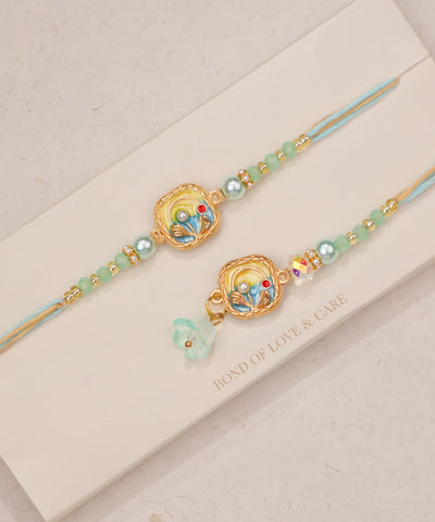 Pastel Enamel Beaded Rakhi Set | Stylika