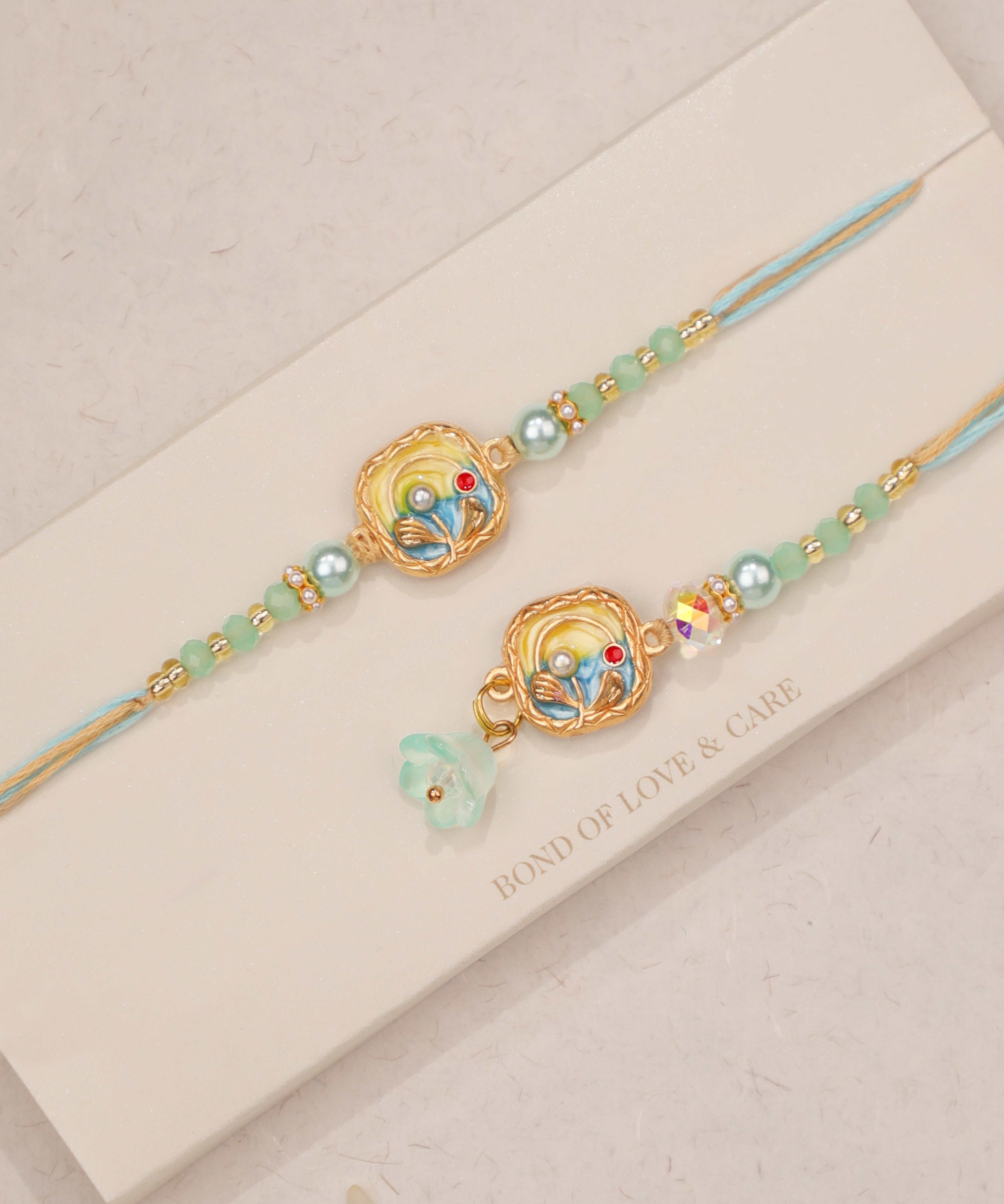 Pastel Enamel Beaded Rakhi Set | Stylika