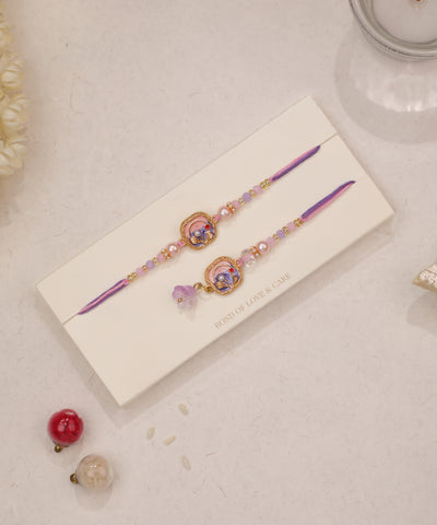 Pastel Enamel Beaded Rakhi Set | Stylika