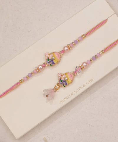 Pastel Floral Bhaiya Bhabhi Rakhi Duo Set | Stylika