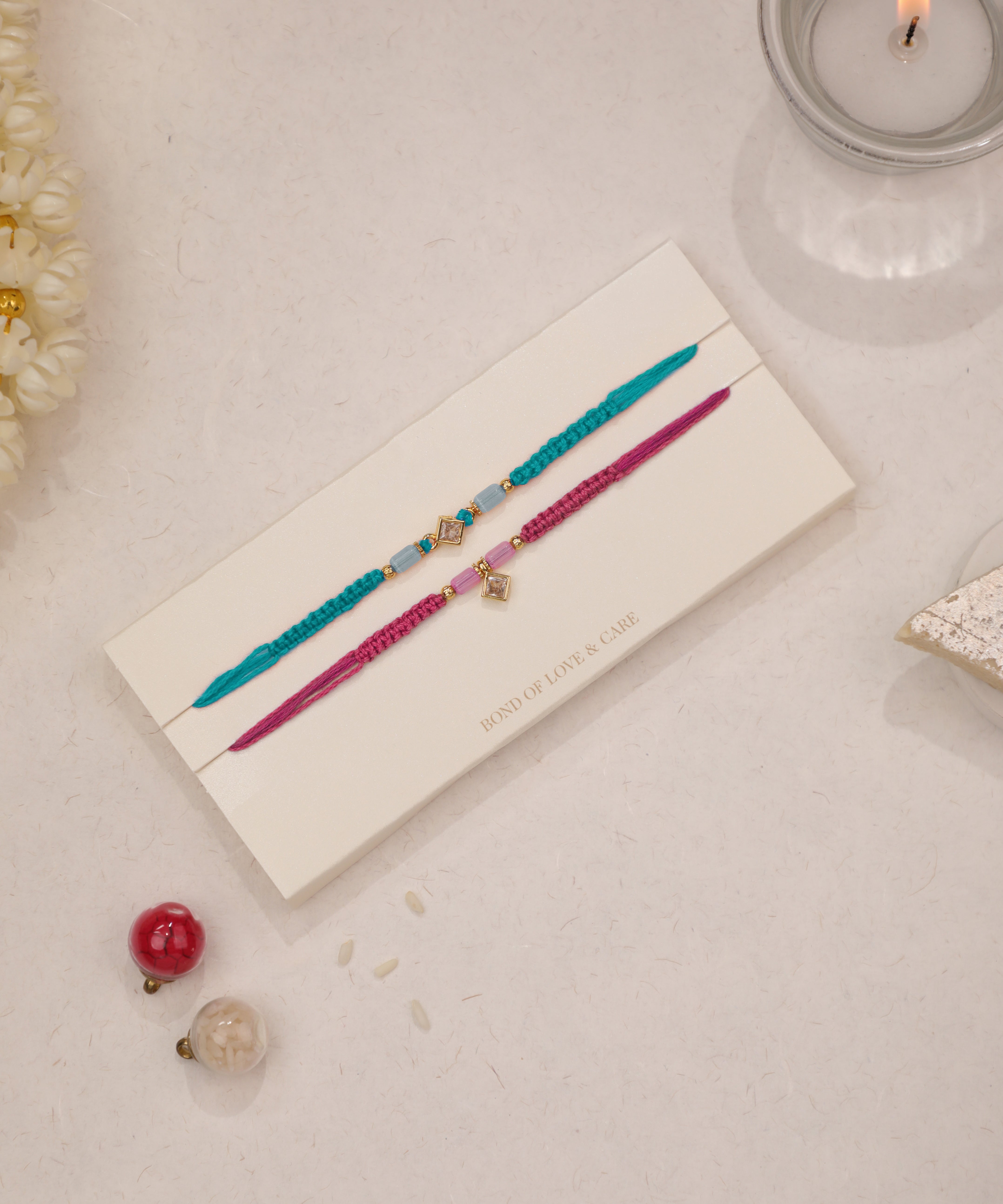 Geometric Crystal Bhaiya Bhabhi Rakhi Duo Set | Stylika