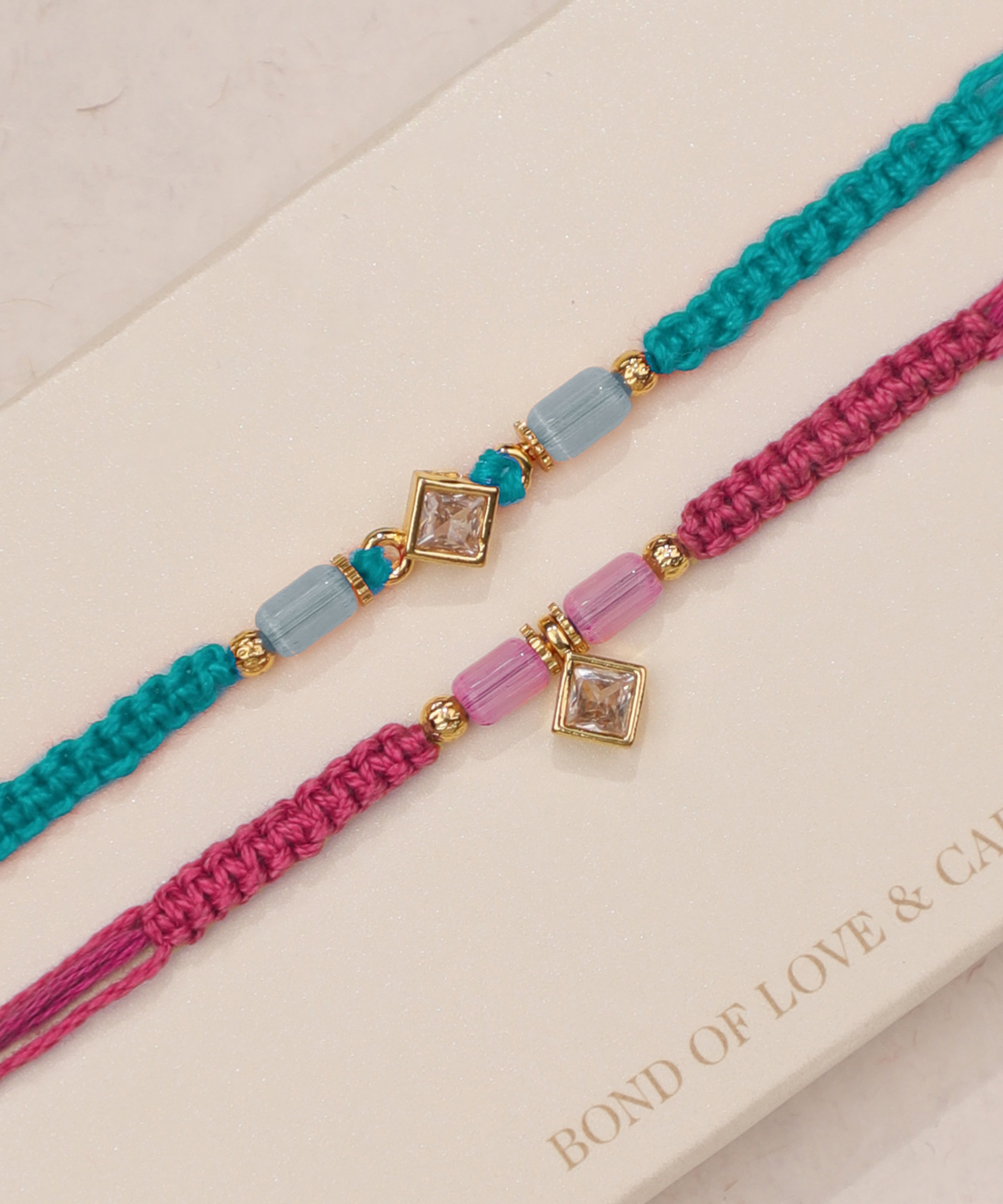 Geometric Crystal Bhaiya Bhabhi Rakhi Duo Set | Stylika
