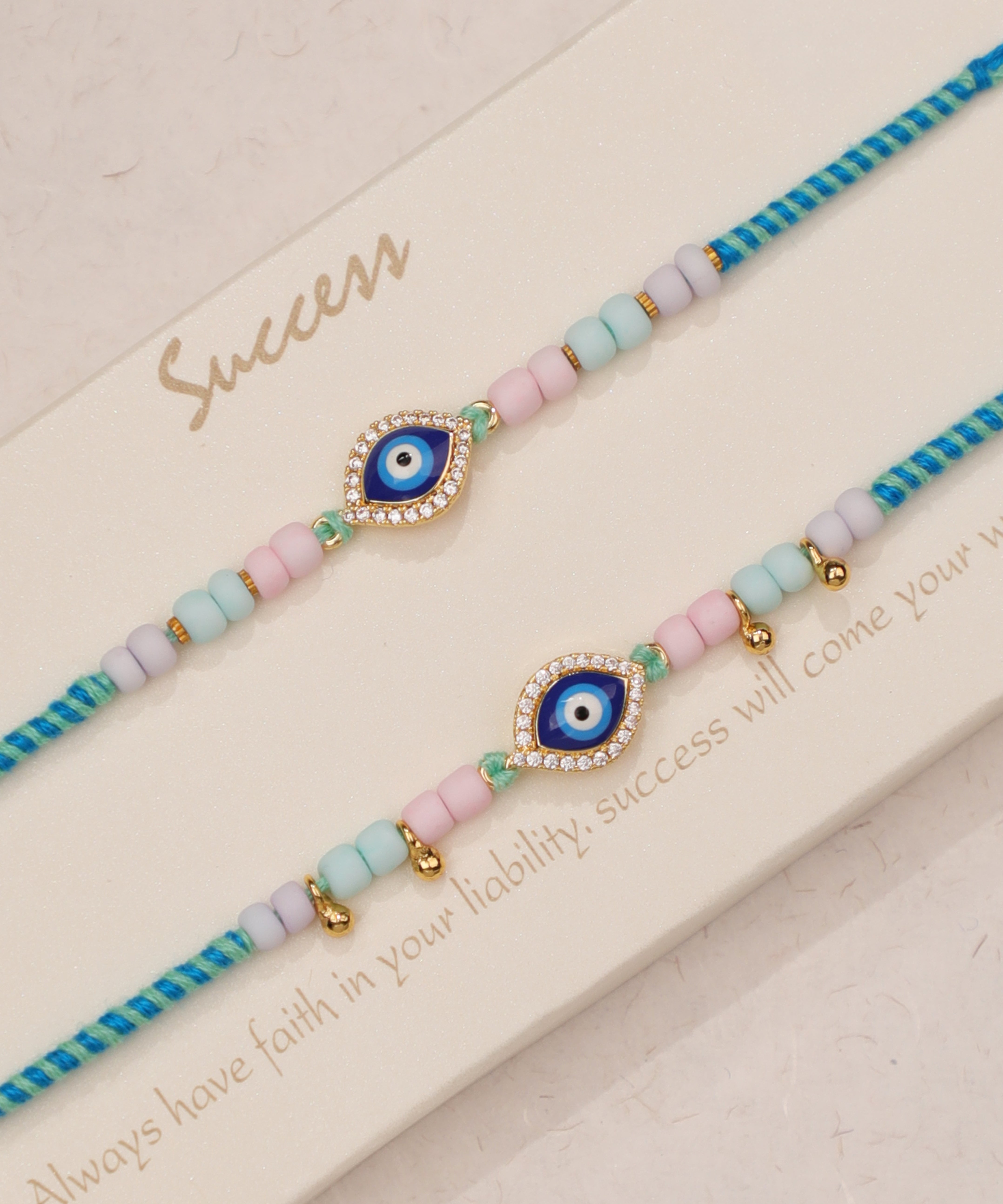 Evil Eye Charm Beaded Rakhi Set | Stylika