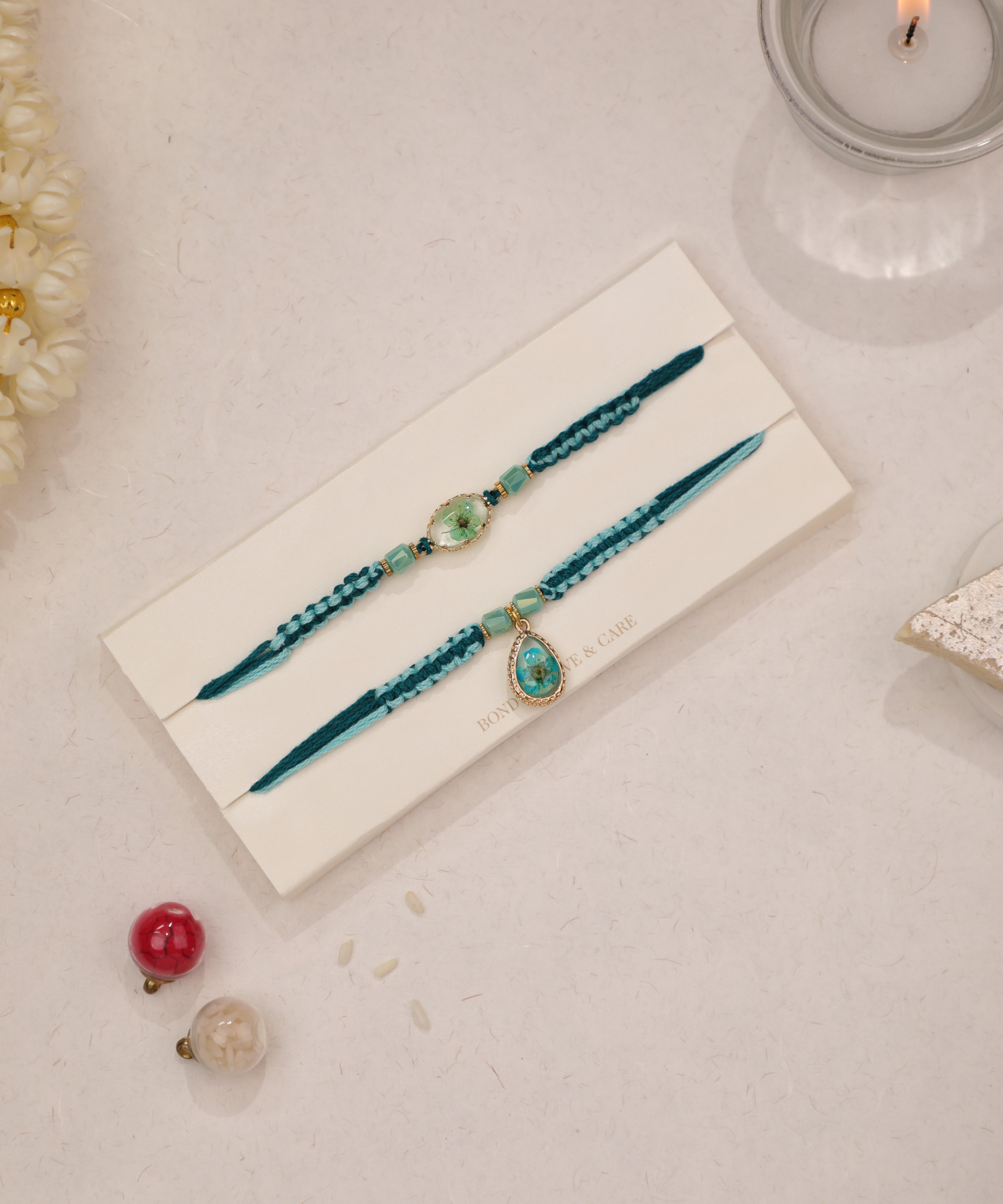Eternal Blooms Bhaiya Bhabhi Rakhi Set | Stylika