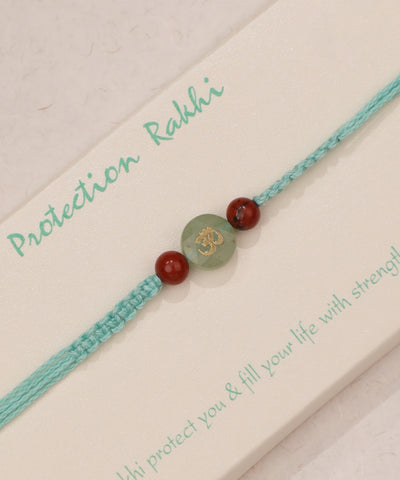 Auspicious Om Stone Bead Thread Rakhi Bracelet | Stylika