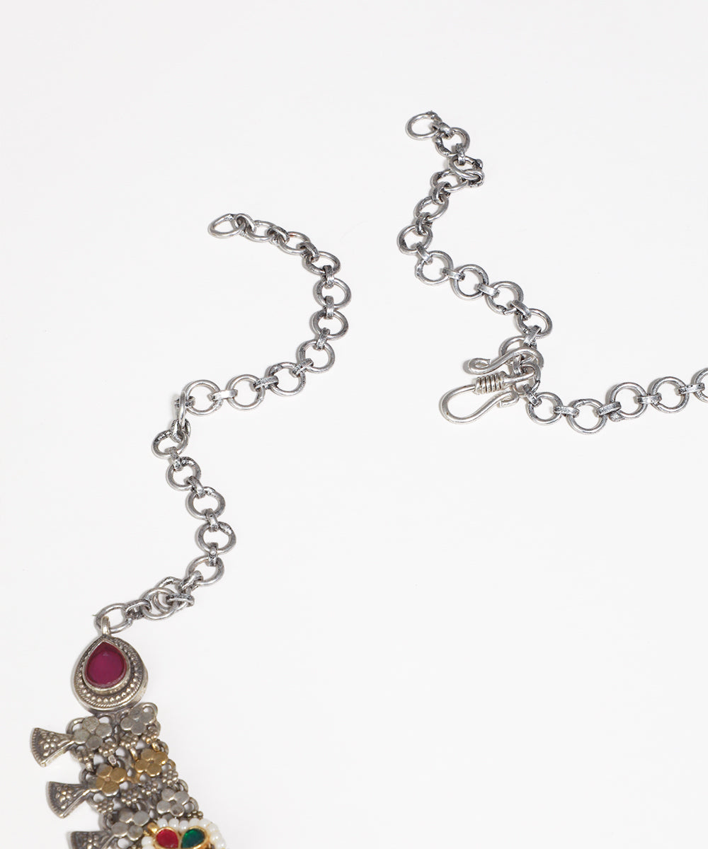 Oxidised Choker Set with Colorful Stone Inlay | Stylika