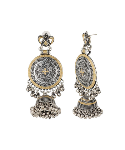 Circular Floral Motif Jhumka Drop Earrings | Stylika