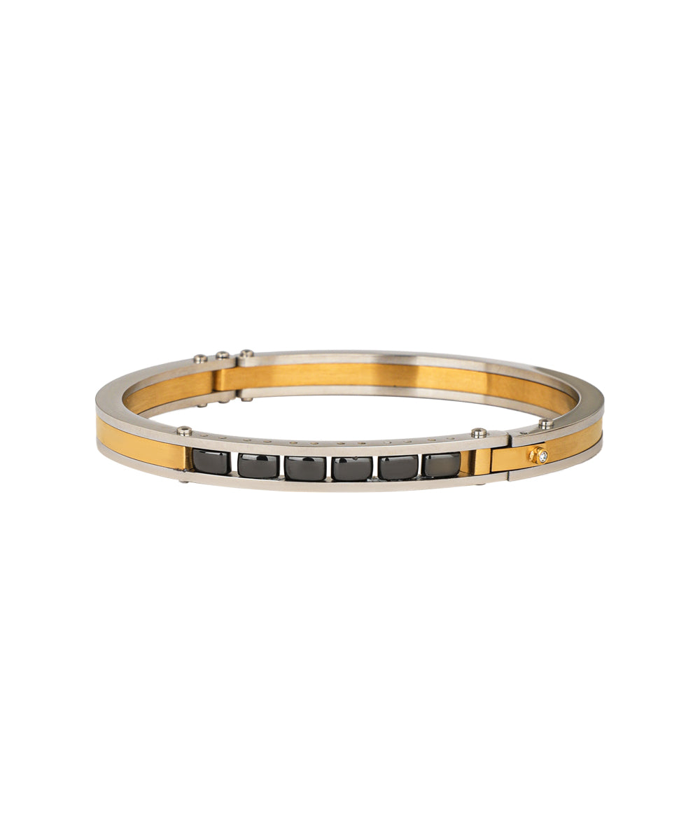 Dual Tone Hinged Men's Kada Bracelet | Stylika