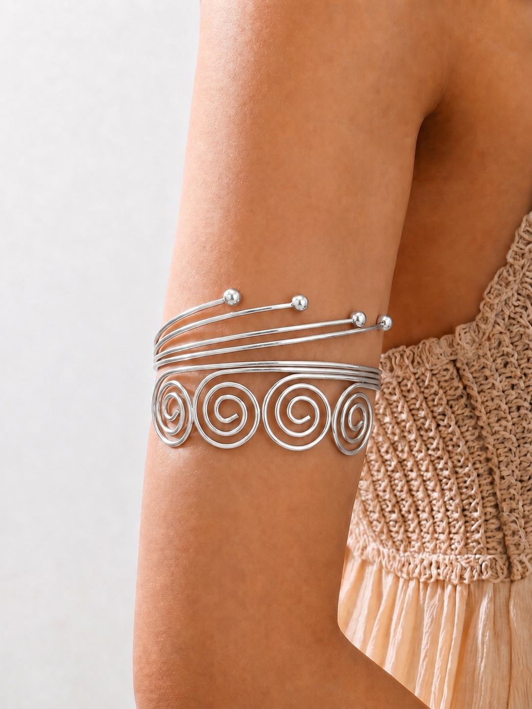 Contemporary Multi-Band Spiral Statement Arm Cuff | Stylika